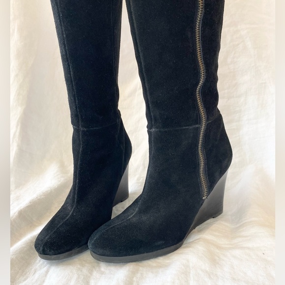 Franco Sarto Watch Boots Suede Knee High Wedge Boots - Picture 5 of 16